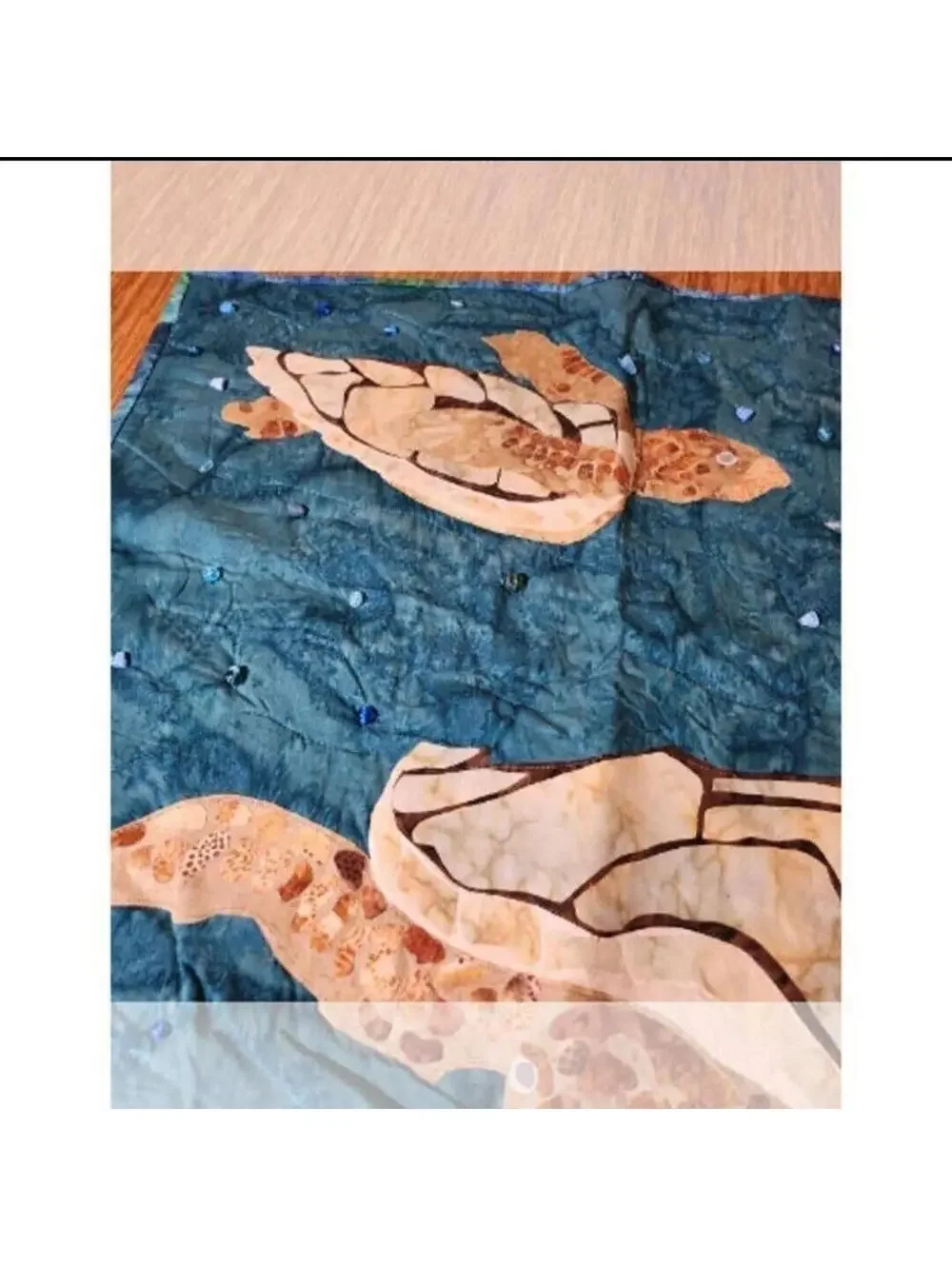 Coastal Turtle Mixed Textile Wall Hanging Handcrafted Ocean Decor